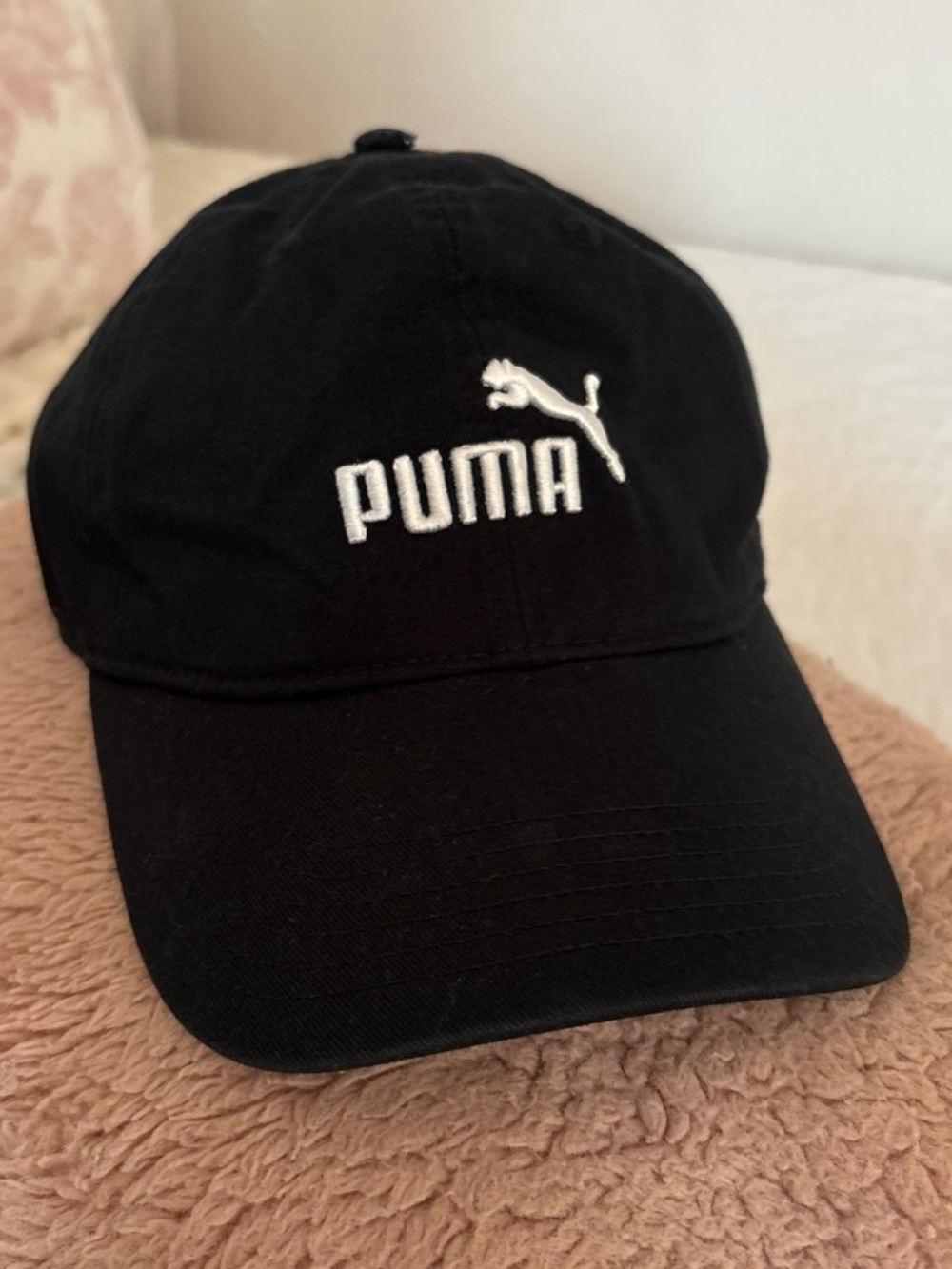PUMA Black Adjustable Baseball Cap Unisex Adults One Size Solid Casual